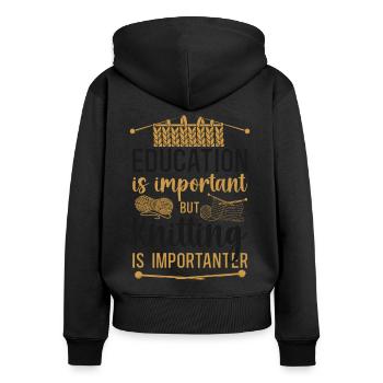 Knitting Knitter Education Is - Women's Premium Organic Zip Hoodie - black - Back - Julia (174cm)