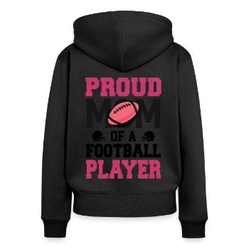 Football Maman Footballeuse Fière Mère - Sweat à capuche zippé Premium bio Femme - noir - Dos - Julia (174cm)