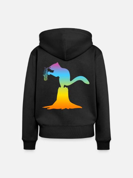 Squirrel Saxophonist Squirrel Saxophone Player - Frauen Premium Bio Zip Hoodie - Schwarz