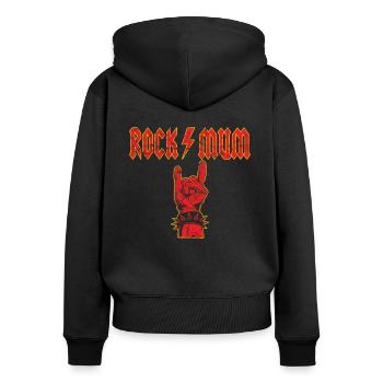 Muttertag Rockmum Teufelsgruß - Frauen Premium Bio Zip Hoodie - Schwarz - Hinten - Julia (174cm)