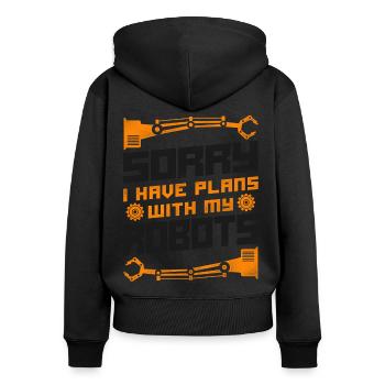 Ingénieur Robotique Robot Vintage - Sweat à capuche zippé Premium bio Femme - noir - Dos - Julia (174cm)