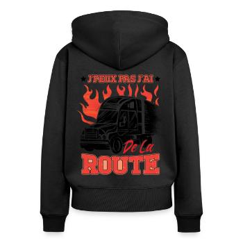 Camionneur Poids Lourd Routier - Sweat à capuche zippé Premium bio Femme - noir - Dos - Julia (174cm)