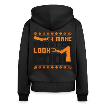 Ingénieur Robotique Robot Vintage I - Sweat à capuche zippé Premium bio Femme - noir - Dos - Julia (174cm)