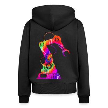 Ingénieur en robotique robotique Tie Dye - Sweat à capuche zippé Premium bio Femme - noir - Dos - Julia (174cm)