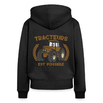 Tracteur Humour Paysan Conducteur - Sweat à capuche zippé Premium bio Femme - noir - Dos - Julia (174cm)