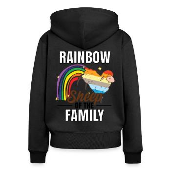 Regenbogenschaf der Familie - Frauen Premium Bio Zip Hoodie - Schwarz - Hinten - Julia (174cm)