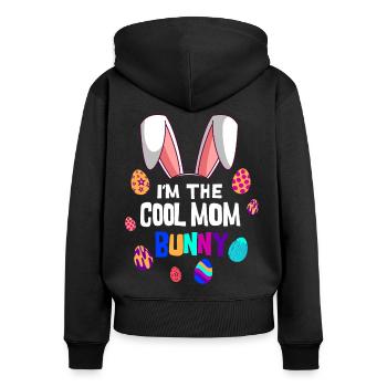 Je suis le lapin de Pâques cool maman maman Pâques - Sweat à capuche zippé Premium bio Femme - noir - Dos - Julia (174cm)
