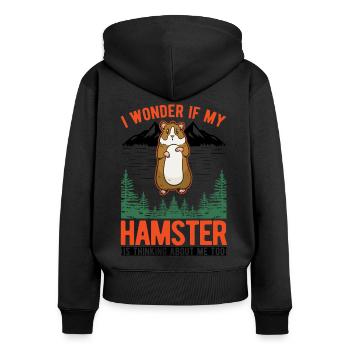 Hamster Hamsterrad Goldhamster Hamster - Frauen Premium Bio Zip Hoodie - Schwarz - Hinten - Julia (174cm)