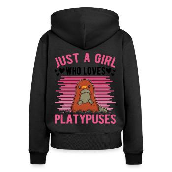 Platypus Girl Platypus - Women's Premium Organic Zip Hoodie - black - Back - Julia (174cm)