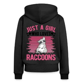 Waschbär Mädchen Raccoon Girl - Sweat à capuche zippé Premium bio Femme - noir - Dos - Julia (174cm)