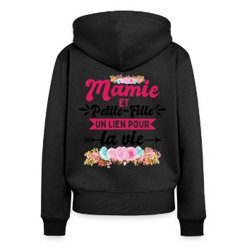 Mamie Et Petite-Fille - Sweat à capuche zippé Premium bio Femme - noir - Dos - Julia (174cm)