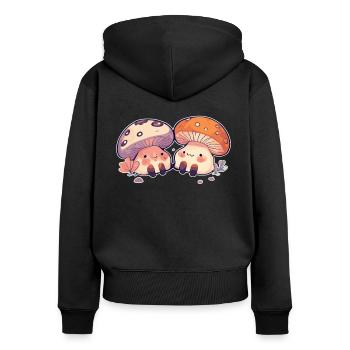 Kawaii Mushrooms Cottagecore Vintage for Mushroom Lovers - Women's Premium Organic Zip Hoodie - black - Back - Julia (174cm)