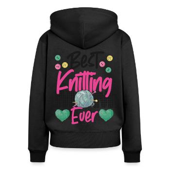Knitting Knitter Mom Best Knitting - Frauen Premium Bio Zip Hoodie - Schwarz - Hinten - Julia (174cm)