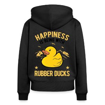 Squeaky Duck Happiness Bathing Duck Rubber Duck - Women's Premium Organic Zip Hoodie - black - Back - Julia (174cm)