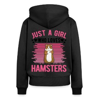 Hamster Fille Golden Hamster Nain Hamster - Sweat à capuche zippé Premium bio Femme - noir - Dos - Julia (174cm)