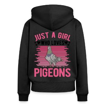 Taube Mädchen Taubenzüchter Stadttaube - Frauen Premium Bio Zip Hoodie - Schwarz - Hinten - Julia (174cm)