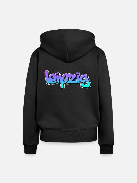 leipzig - Frauen Premium Bio Zip Hoodie - Schwarz