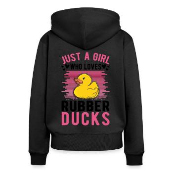 Canard en caoutchouc Fille Canard couinant Canard de bain - Sweat à capuche zippé Premium bio Femme - noir - Dos - Julia (174cm)