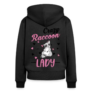 Crazy Raccoon lady Waschbär - Sweat à capuche zippé Premium bio Femme - noir - Dos - Julia (174cm)