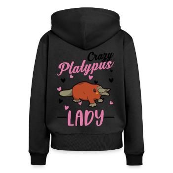 Ornithorynque fou dame Ornithorynque Fille - Sweat à capuche zippé Premium bio Femme - noir - Dos - Julia (174cm)