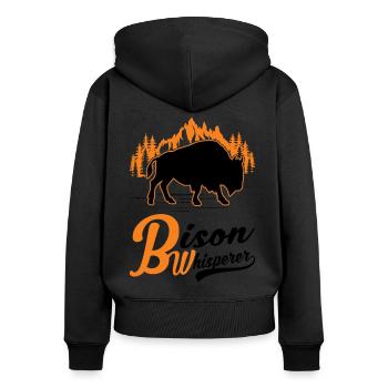Buffalo Whisperer Buffalo Whisperer Water Buffalo - Women's Premium Organic Zip Hoodie - black - Back - Julia (174cm)