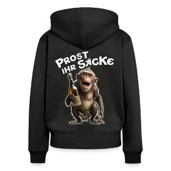Sprüche Alkohol Prost Ihr Säcke Affe Geschenk - Frauen Premium Bio Zip Hoodie - Schwarz - Hinten - Julia (174cm)