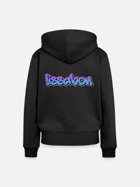 Lissabon - Frauen Premium Bio Zip Hoodie - Schwarz