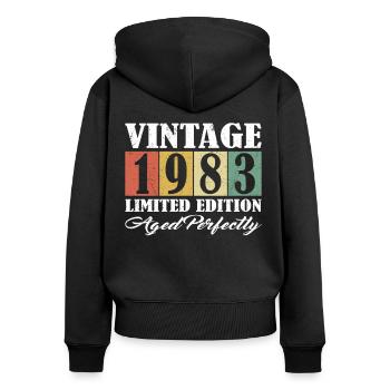 40. Geburtstag Jahrgang 1983 Vintage 1983 - Frauen Premium Bio Zip Hoodie - Schwarz - Hinten - Julia (174cm)