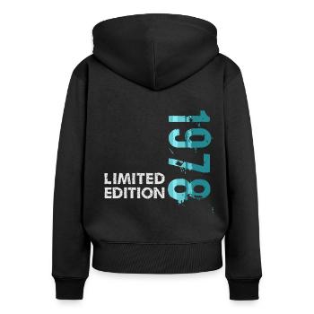 1978 Limited Edition - Frauen Premium Bio Zip Hoodie - Schwarz - Hinten - Julia (174cm)