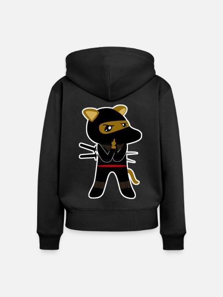 Ninja Hund Hunde Ninjas - Frauen Premium Bio Zip Hoodie - Schwarz