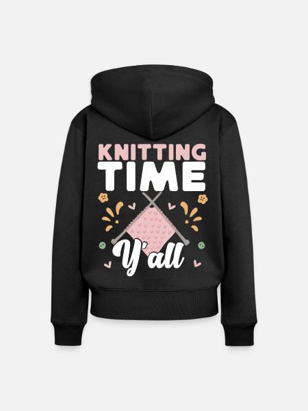 Knitting Knitter Knitting Time - Frauen Premium Bio Zip Hoodie - Schwarz