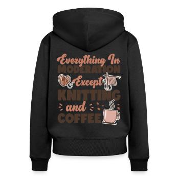 Knitting Knitter Coffee Everything - Frauen Premium Bio Zip Hoodie - Schwarz - Hinten - Julia (174cm)