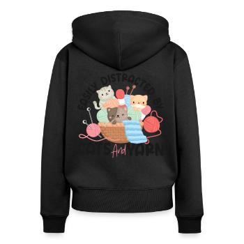 Knitting Knitter Cat Easily - Women's Premium Organic Zip Hoodie - black - Back - Julia (174cm)