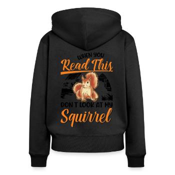 Squirrel Gift Grey Squirrel - Women's Premium Organic Zip Hoodie - black - Back - Julia (174cm)