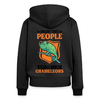 Chameleon Gift Chameleon - Women's Premium Organic Zip Hoodie - black - Back - Julia (174cm)