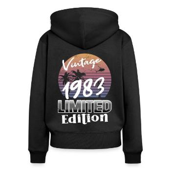 40. Geburtstag Jahrgang 1983 Vintage 1983 - Frauen Premium Bio Zip Hoodie - Schwarz - Hinten - Julia (174cm)