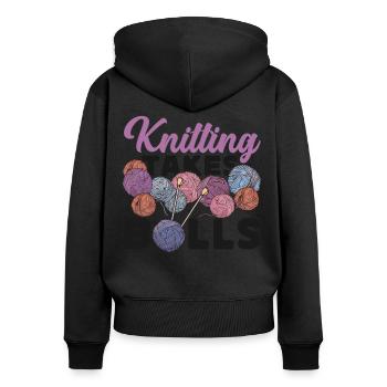 Knitting Knitter Knitting Takes - Women's Premium Organic Zip Hoodie - black - Back - Julia (174cm)