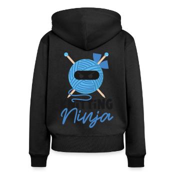 Knitting Knitter Ninja Knitting - Women's Premium Organic Zip Hoodie - black - Back - Julia (174cm)