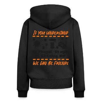 Tricoter Tricoter Si vous comprenez - Sweat à capuche zippé Premium bio Femme - noir - Dos - Julia (174cm)