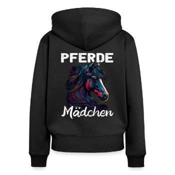 Pferdemädchen Pferdemama - Reiten - Westernreiter - Frauen Premium Bio Zip Hoodie - Schwarz - Hinten - Julia (174cm)