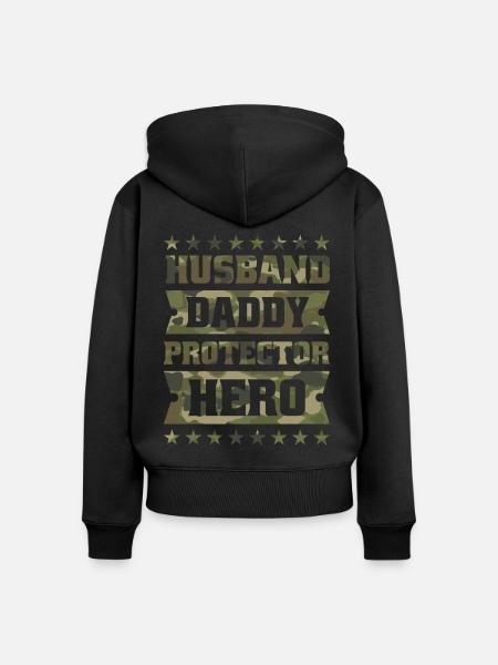 Ehemann Papa Beschützer Held. - Frauen Premium Bio Zip Hoodie - Schwarz