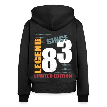 40. Geburtstag Jahrgang 1983 Legend Since 1983 - Frauen Premium Bio Zip Hoodie - Schwarz - Hinten - Julia (174cm)
