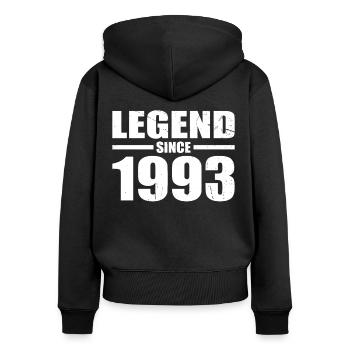 30e anniversaire né en 1993 Légende depuis 1993 - Sweat à capuche zippé Premium bio Femme - noir - Dos - Julia (174cm)