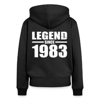 40. Geburtstag Jahrgang 1983 Legend Since 1983 - Frauen Premium Bio Zip Hoodie - Schwarz - Hinten - Julia (174cm)