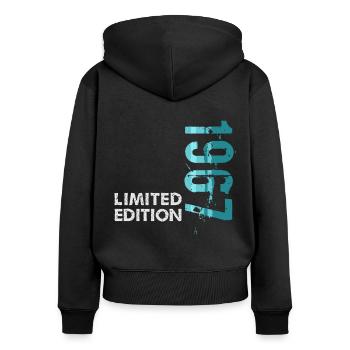 1967 Édition limitée - Sweat à capuche zippé Premium bio Femme - noir - Dos - Julia (174cm)