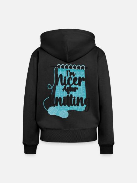 Knitting Knitter I'm Nicer After - Frauen Premium Bio Zip Hoodie - Schwarz