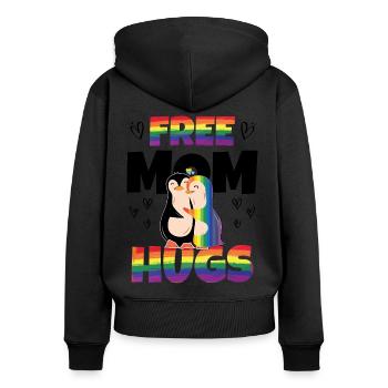 Câlins gratuits pour maman - Sweat à capuche zippé Premium bio Femme - noir - Dos - Julia (174cm)