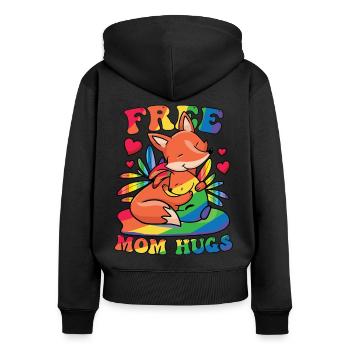 Câlins gratuits pour maman - Sweat à capuche zippé Premium bio Femme - noir - Dos - Julia (174cm)