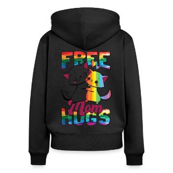 Mois de la fierté des chats LGBT Free Maman Hugs - Sweat à capuche zippé Premium bio Femme - noir - Dos - Julia (174cm)