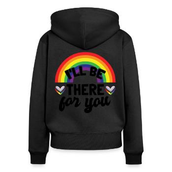 LGBTQ - Sweat à capuche zippé Premium bio Femme - noir - Dos - Julia (174cm)